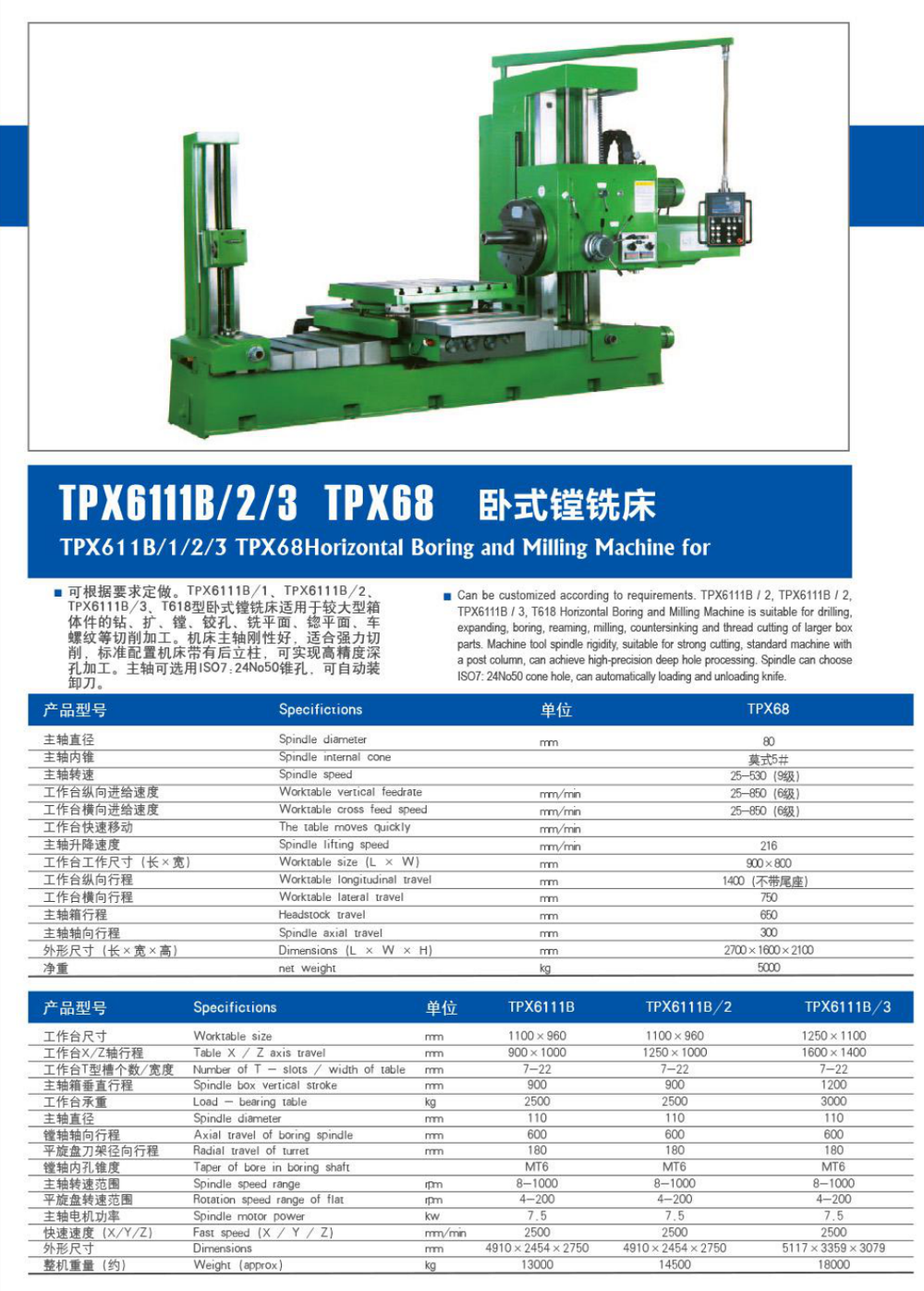 Horizontal Boring and Milling Machine